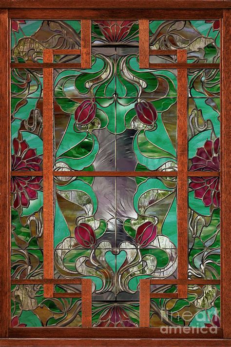 1922 Art Nouveau Stained Glass Panel Painting By Mindy Sommers Pixels