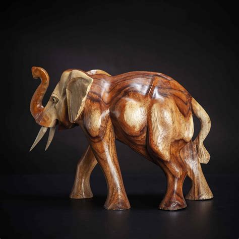 standing wooden elephant sculpture decora loft