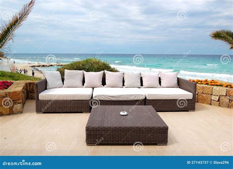 sea view terrace   beach stock image image  relaxation shore