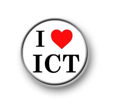 i love heart ict 1” 25mm pin button badge school