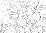 Ponyo Coloring Pages Ghibli Studio Color Sheets Miyazaki Cool Manga Line Coloringhome Totoro Hayao 1024 Disney Adult Drawings Kawaii Anime sketch template
