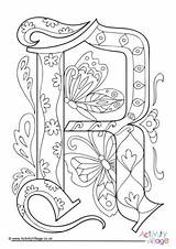 Illuminated Colouring Letter Alphabet Pages Adults sketch template