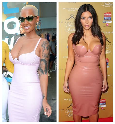 Amber Rose Matches Rival Kim Kardashian In Very Similar Plunging Pink