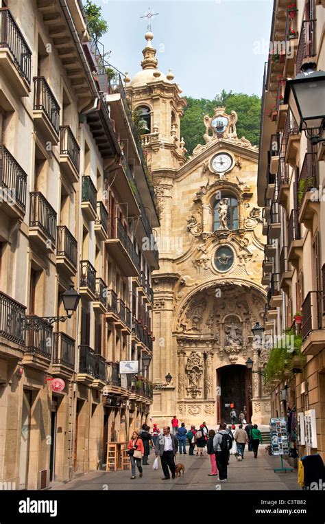 san sebastian spain church  santa maria basque country  town city stock photo alamy