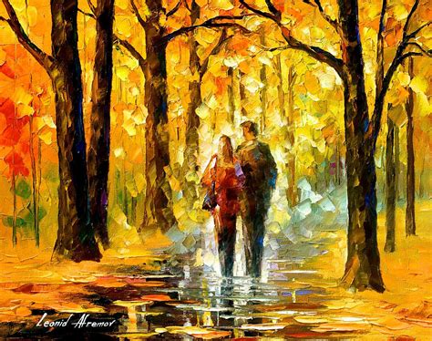 Happy Couple Palette Knife Oil Painting On Canvas By