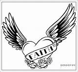 Coloring Pages Hearts Wings Roses Popular sketch template