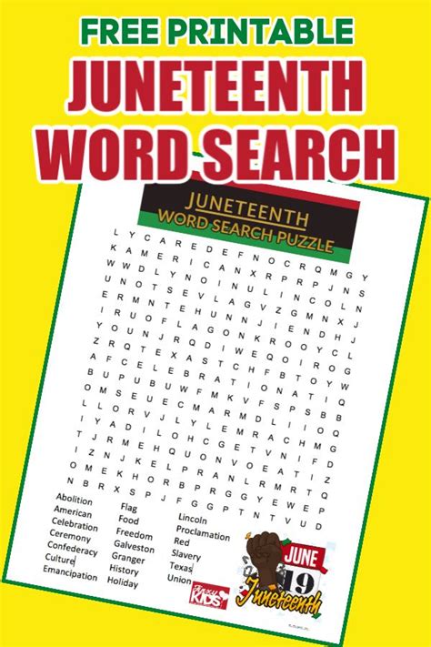 juneteenth printables printable word searches