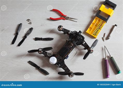 repair maintenance drone screws screwdriver tools propellers stock image image