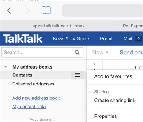 exporting contacts  talktalk webmail talktalk  support