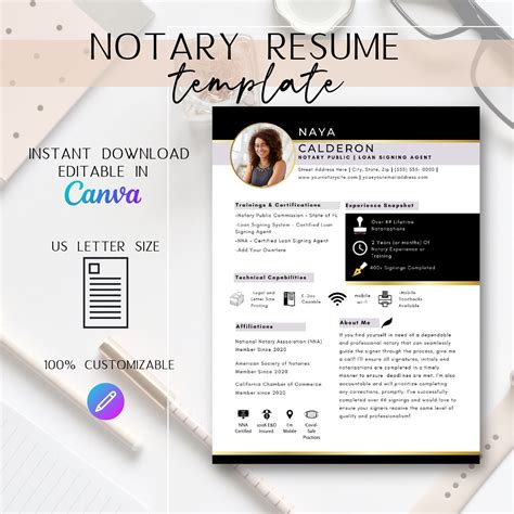 notary marketing resume template loan signing agent etsy loan