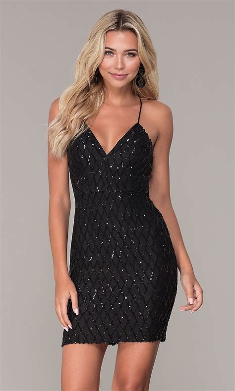 sequined black short holiday party dress  simply black sparkly dress black party dresses
