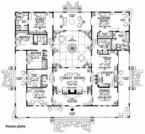 hacienda style floor plans courtyard house plans mediterranean style house plans southwest