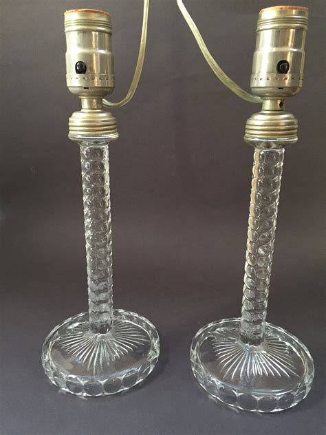 Vintage Pair Of Glass Stick Lampsbubble Glass Lamps11 Inch Etsy