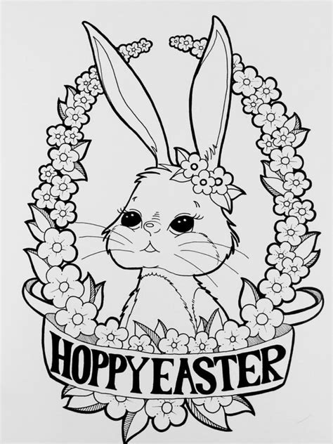 digital coloring page happy easter bunny coloring page