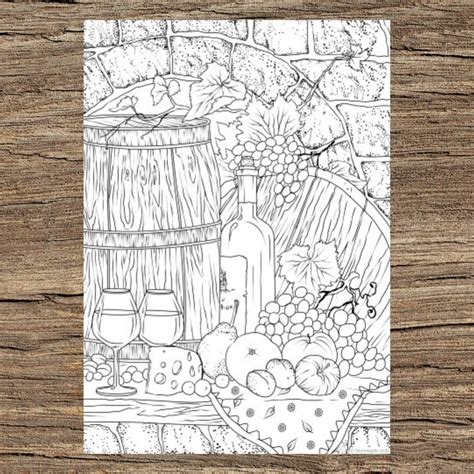 taste  wine printable adult coloring page  favoreads etsy