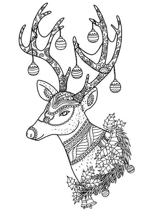reindeer page  color  christmas reindeer nontachai