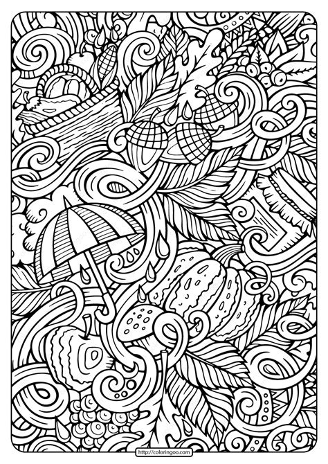 printable fall doodles  coloring page