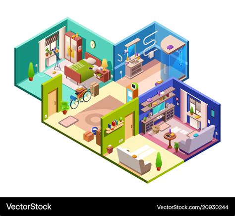 apartment rooms cross section royalty  vector image