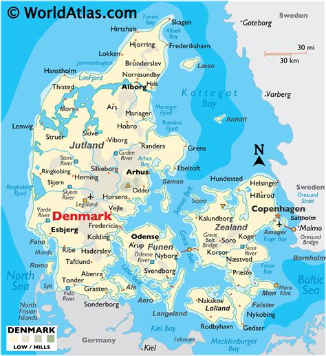 page  denmark map geography  denmark map  denmark worldatlascom