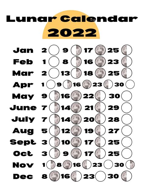 printable  lunar calendar