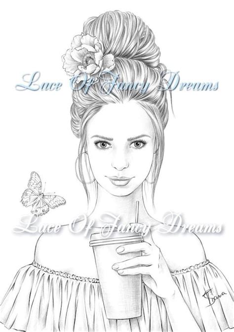 coloring page  adult beautiful woman coloring sheet  etsy