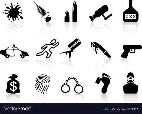 crime icons set royalty  vector image vectorstock