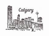 Calgary Skyline Illustration Vector Isolated Drawn Sketch Premium Hand Landscape Background sketch template