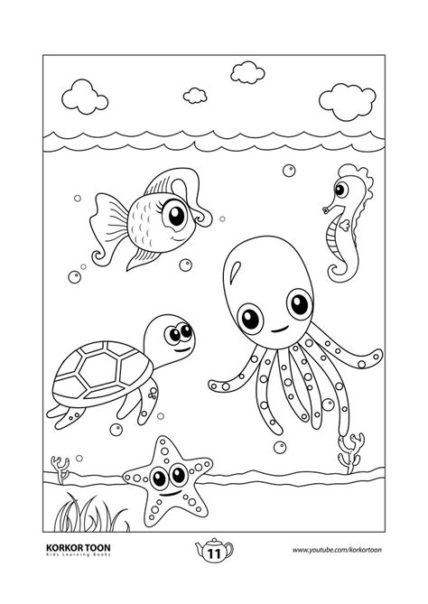 sea animals coloring page sea animals coloring book  kids animal