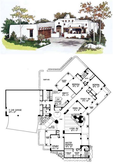 adobe house plans courtyard imgkid jhmrad
