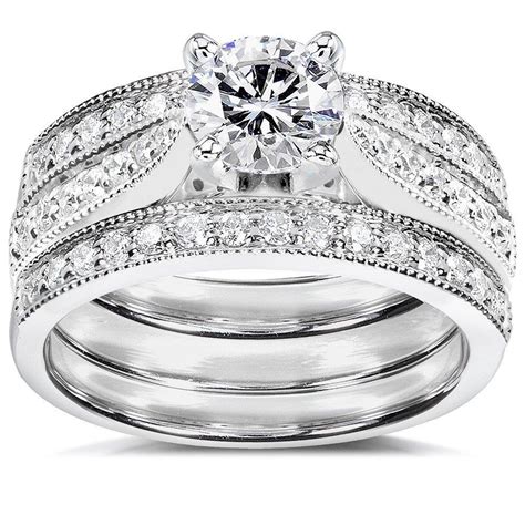 white gold  sterling silver  ct tdw diamond  piece bridal ring set diamonds