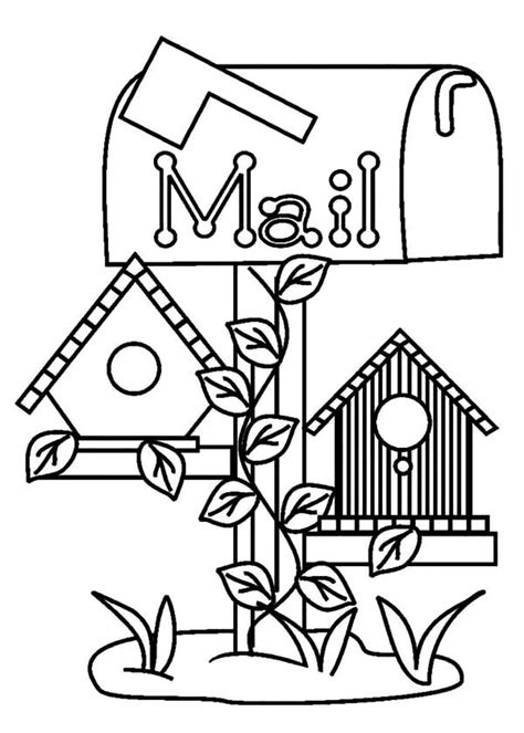 bird house  mail box coloring pages  place  color