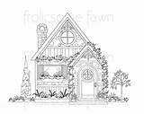 Coloring Cottage Country Adult Adults Pages House Colouring Cute Cottages Colour Drawings Books Embroidery Etsy Choose Board sketch template