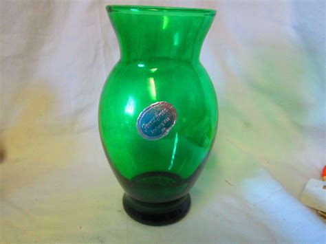 Vintage Green Glass Vase Forest Green Anchorglass