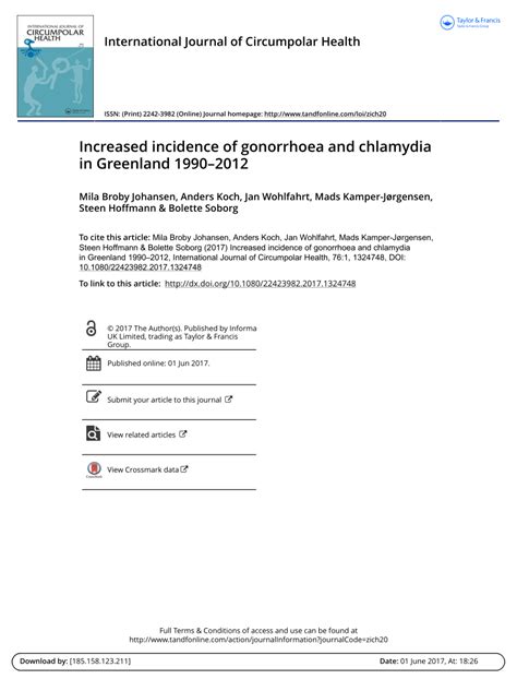 pdf increased incidence of gonorrhoea and chlamydia in greenland 1990