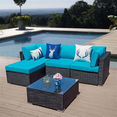 superjoe  pcs outdoor furniture sectional sofa set patio wicker sofa  weather black pe