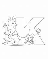 Coloring Letter Alphabet Pages Printable Animal Kangaroo Kindergarten Printables Worksheet Abc Kids Choose Board sketch template
