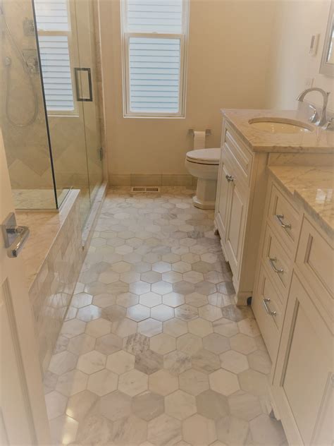 bathroom  hexagon tile floor
