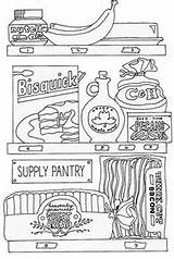 Pantry Coloring Pantries Butler Kitchen sketch template