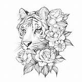 Tigre Tattoos Sleeve Tatuaggio Thigh Tatuaggi Lioness Memuralimilani Lagret Fleurs Someone sketch template