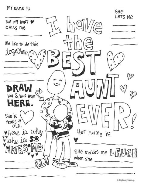 love  aunt coloring pages printable