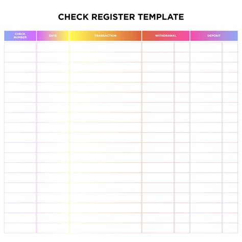 printable check register form  printable forms