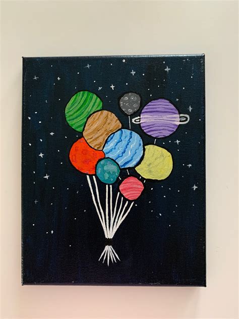 beautiful colorful solar system balloons  space acrylic etsy