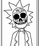 Rick Morty Coloring Pages Tattoo Drawing Para Colorear Drawings Color Sticker Line Skateboard Dibujos Getcolorings True Clown Creepy Ricks Result sketch template