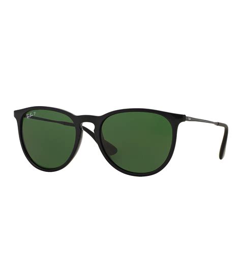 ray ban synthetic erika polarized round sunglasses in black green