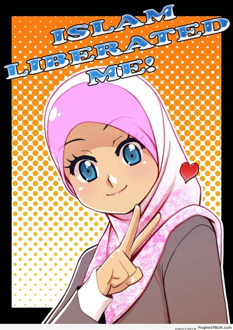 Islam Liberated Me Poster With Smiling Anime Hijabi – Drawings