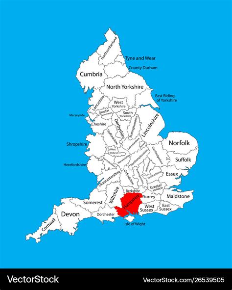 map hampshire south east england united kingdom vector image