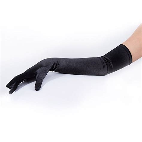 long satin glove black