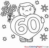 60 Birthday Happy Colouring Coloring Bouquet Children Years Pages Sheet Sheets Title sketch template