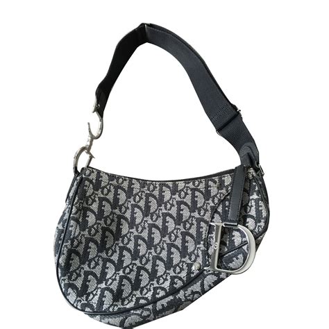 Christian Dior Saddle Bag Handbags Cloth Black Ref 17326