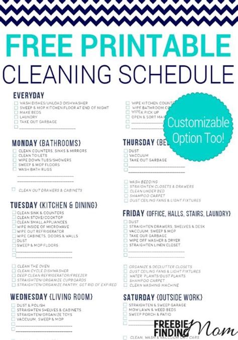 printable cleaning schedule
